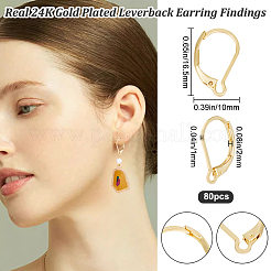 80Pcs 304 Stainless Steel Leverback Earring Findings&nbsp;STAS-BBC0004-10G