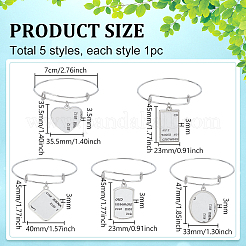 5Pcs 5 Styles Heat Transfer Brass Charm Blank Bangle Making&nbsp;BJEW-PH01868