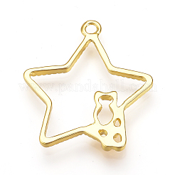 Rack Plating Alloy Open Back Bezel Pendants&nbsp;PALLOY-Q351-35G-FF