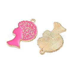 Breast Cancer Awareness Ribbon Zinc Alloy Enamel Pendants&nbsp;ENAM-I079-02G-10