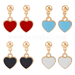 4 Pairs 4 Colors Alloy Enamel Dangle Stud Earrings&nbsp;EJEW-FI0003-05