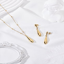 Teardrop Stainless Steel Jewerly Sets. Including Pendant Necklace and Stud Earring&nbsp;SJEW-LP0001-28