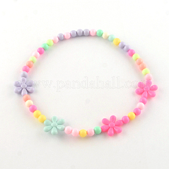 Flower Acrylic Pendant Necklaces and Stretch Bracelets Jewelry Sets&nbsp;SJEW-R048-05