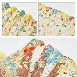 2 Yards Polyester Embroidery Flower Mesh Fabric&nbsp;OCOR-WH0058-57A