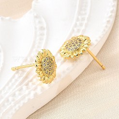 Brass Micro Pave Clear Cubic Zirconia Stud Earrings&nbsp;EJEW-G433-03G