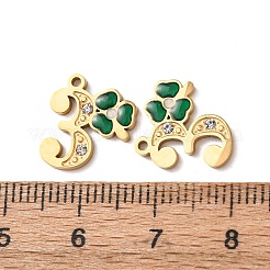 304 Stainless Steel Enamel & Rhinestone Pendants&nbsp;STAS-B130-01G-3
