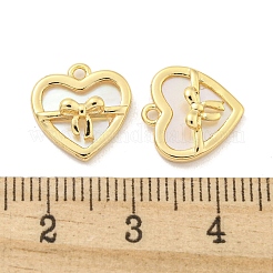 Brass Pave Shell Heart with Bowknot Charms&nbsp;KK-Z044-03G