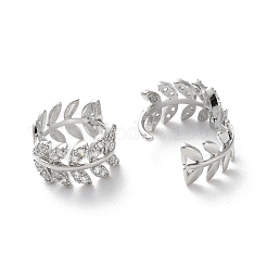 Rack Plating Leaf Brass Clear Cubic Zirconia Hoop Earrings&nbsp;EJEW-S241-05P