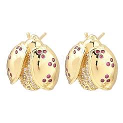 Brass Micro Pave Cubic Zirconia Stud Earrings&nbsp;EJEW-F400-03C-G