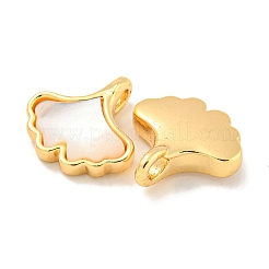 Natural Shell & Brass Gingko Leaf Charms&nbsp;KK-P275-06G