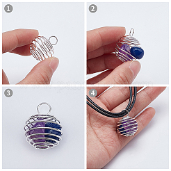 Natural Agate Cage Pendant Necklace DIY Making Kit&nbsp;DIY-PH0005-90