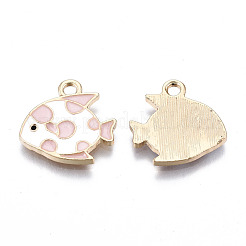 Light Gold Plated Alloy Enamel Pendants&nbsp;X-ENAM-T009-85D-RS