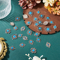 Tibetan Style Alloy with Resin Imitation Turquoise Connector Charms&nbsp;FIND-TAC0035-47AS-07