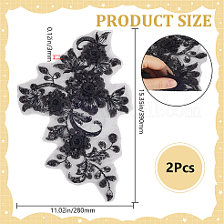 2Pcs Polyester Paillette Embroidered Cloth Sew on Patches&nbsp;PATC-CY0001-01A