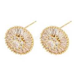 Brass Micro Pave Clear Cubic Zirconia Stud Earrings&nbsp;EJEW-K312-05G