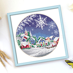 DIY Christmas Snowflake & House Pattern Embroidery Kits&nbsp;WINT-PW0001-020