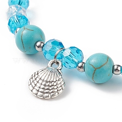 6Pcs 6 Style Synthetic Turquoise & Glass Beaded Stretch Bracelets Set&nbsp;BJEW-JB08995