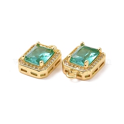 Octagon Rectangle Brass Micro Pave Cubic Zirconia Charms&nbsp;KK-G435-28G-01