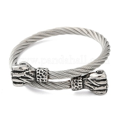 Fist 304 Stainless Steel Twisted Rope Shape Bangles for Women Men&nbsp;BJEW-D304-02AS-01