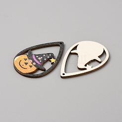 Halloween Theme Single Face Printed Aspen Wood Big Pendants&nbsp;WOOD-TAC0018-09J