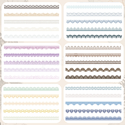 6Bag 6 Styles PET Lace Patterns Decorative Dacals for DIY Scrapbooking&nbsp;AJEW-SP0002-76