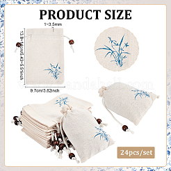 24Pcs Flower Printed Cotton & Linen Sachet Drawstring Pouches&nbsp;ABAG-PH0001-70A