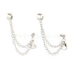 Tarnish Resistant 304 Stainless Steel Safety Chains Dangle Stud Earrings with Ear Cuff&nbsp;EJEW-JE04925