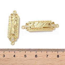 Rack Plating Brass Clear Cubic Zirconia Saint Connector Charms&nbsp;KK-C084-36C-G