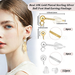 925 Sterling Silver Ear Stud Findings&nbsp;STER-BBC0009-92