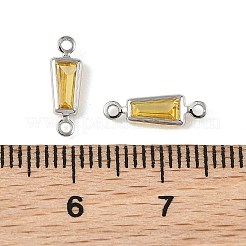 SHEGRACE Brass Pave Cubic Zirconia Trapezoid Connector Charms&nbsp;XGRQ2O984-444C-P