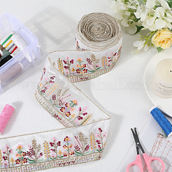 5 Yards Polyester Embroidery Flower Ribbon&nbsp;OCOR-CY0001-17B