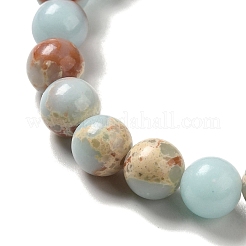 8.5mm Round Sandalwood and Synthetic Shoushan Stone Beaded Stretch Bracelets&nbsp;BJEW-B080-08A