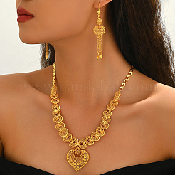 Elegant Alloy Hollow Heart Tassel Earrings & Necklaces for Women&nbsp;TJ4371