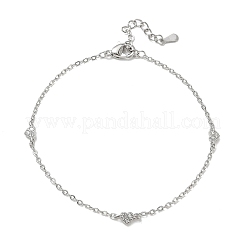 Brass Micro Pave Clear Cubic Zirconia Heart Link Chain Bracelets&nbsp;KK-CBA6980-23P