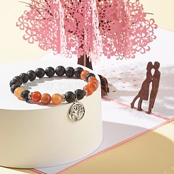 Round Natural Mixed Gemstone Beads Stretch Bracelet&nbsp;BJEW-JB06966