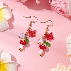 304 Stainless Steel Butterfly & Mushroom Dangle Earrings for Women&nbsp;EJEW-JE06235
