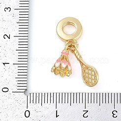 Rack Plating Brass Enamel Sports European Dangle Charms&nbsp;KK-P287-35F-G