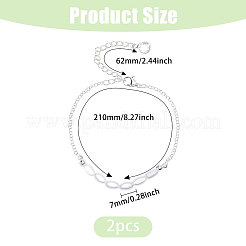 2Pcs Plastic Imitation Pearl Rice Beaded Anklets&nbsp;AJEW-CA0004-76S