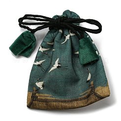 Rectangle Chinese Style Cloth Jewelry Drawstring Gift Bags for Earrings&nbsp;PAAG-PW0007-08F