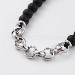 Natural Black Agate Braided Bead Bracelets&nbsp;BJEW-JB04771-02