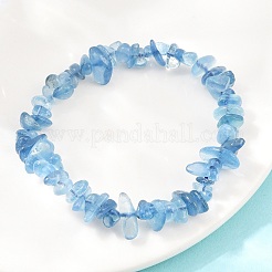 Grade AA Natural Aquamarine Beaded Stretch Bracelets for Women&nbsp;BJEW-Z175-01B