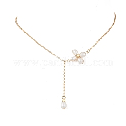 Flower Natural Cultured Freshwater Pearl Pendant Necklaces&nbsp;NJEW-TA00223