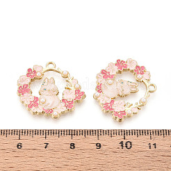 Alloy Enamel and ABS Imitation Pearl Pendants&nbsp;ENAM-T022-50KCG