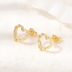 Valentine's Day Brass Micro Pave Clear Cubic Zirconia Stud Earrings&nbsp;EJEW-D355-01G-02