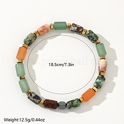 Column Natural African Turquoise(Jasper) & Red Aventurine & Flower Amazonite & Lava Rock Beads Stretch Bracelets for Men Women&nbsp;WC4994