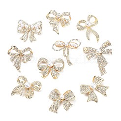 10Pcs 10 Styles Bowknot Alloy Rhinestone Brooches&nbsp;JEWB-CJ0001-76