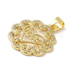 Rack Plating Brass Micro Pave Clear Cubic Zirconia Pendants&nbsp;KK-P267-11D-G
