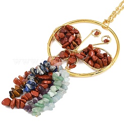 Butterfly Brass & Natural Mixed Stone Pendant Decorations&nbsp;HJEW-Z007-04G