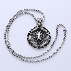 Vintage Viking Lion Head 304 Stainless Steel Pendant Punk Jewelry Necklaces for Men&nbsp;CL9134