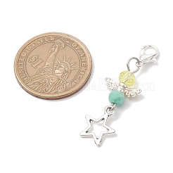 Tibetan Style Alloy & Glass Angel Pendant Decorations&nbsp;HJEW-JM03165-01
